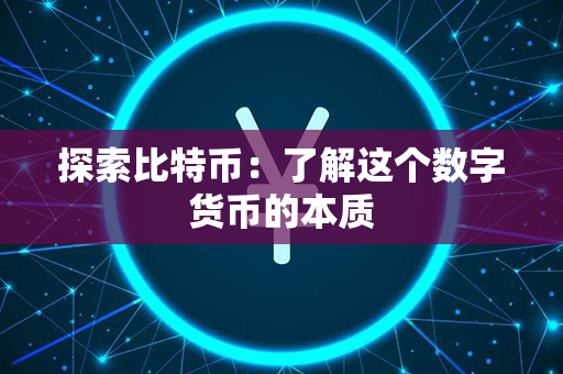 探索比特币：了解这个数字货币的本质